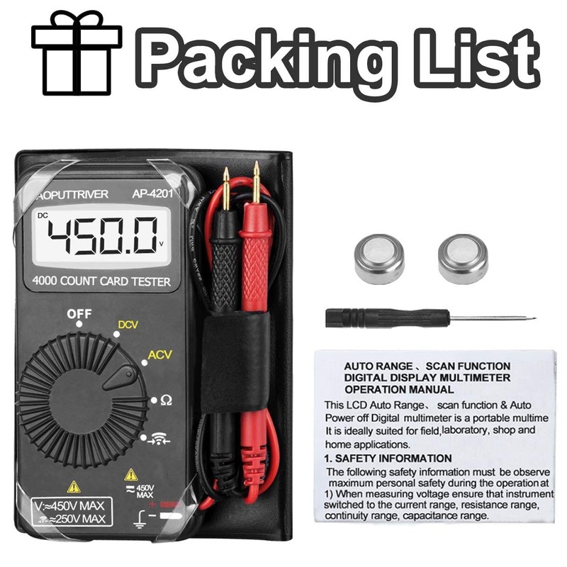 Digital Multimeter Pocket Multimeter AP-4201 4000 Counts Multi Tester Pocket