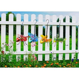 estatuas de Metal para jardín, decoración artística de Patio, Juego de 4 decoración de jardín Perfecta para Colgar el árbol, Porche, Patio Trasero o Patio