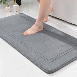 chakme Non-Slip Bath Mat, Bathroom Rug, Soft Bath Mat, Absorbent Bath Mat, Shower Mat, Foot Mat for Bathroom, Grey, 60 x 120 cm