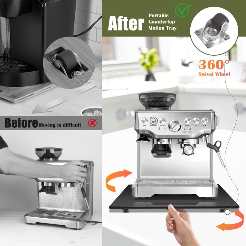 Appliance Slider for Kitchen Appliances,360° Rolling Sliding Tray for Coffee