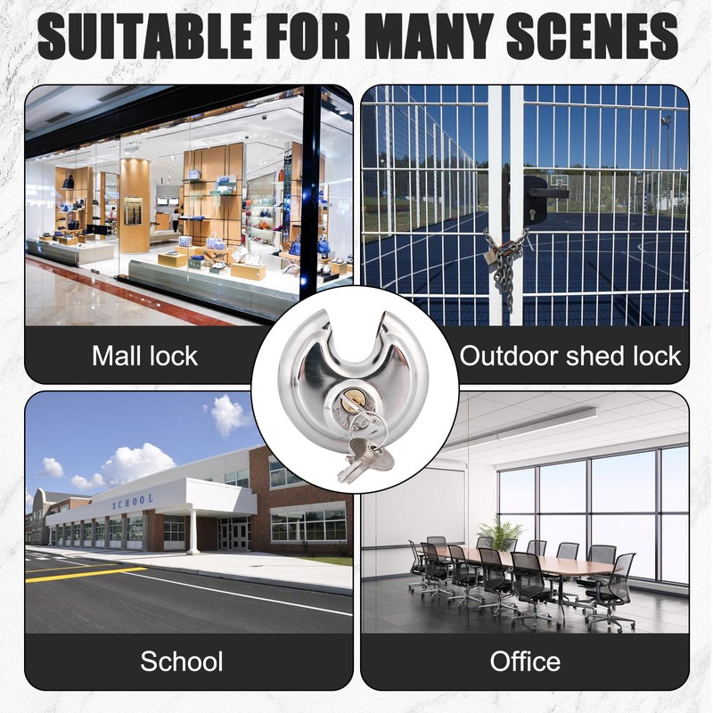 Pack of 4 Round Shackle Padlock 9.5 mm Shackle Thickness,