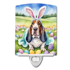 Caroline's Treasures Basset Hound Easter Egg Hunt Ceramic Night Light Compact, UL-Certified, Ideal for Bedroom, Bathroom, Nursery, Hallway, Kitchen, 6x4x3, Multicolor