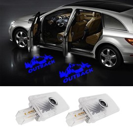 2 pcs Non-Fading Outback LED Car Door Logo Lights Courtesy Projector Laser Welcome Light Ghost Shadow Outback Accessories Puddle lamp Compatible with Outback(Outback-Blue-HD)