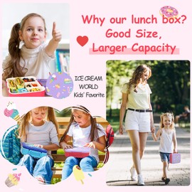 Lehoo Castle Kids Bento Lunch Box, 5 Compartments Lunchbox 1.25L, Lunch Containers with Sauce Jar/Spoon & Fork for Kids Girls School, Leakproof, BPA-Free