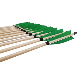 PG1ARCHERY 32INCH Archery Wooden Arrows Practice Target Arrows for Longbow Recurve Bow (Pack of 12)