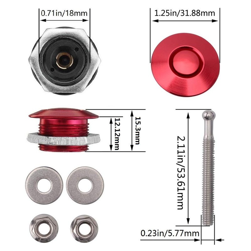 ANJOSHI 2Pack Quick Release Latch Lock Clip Push Button Bonnet