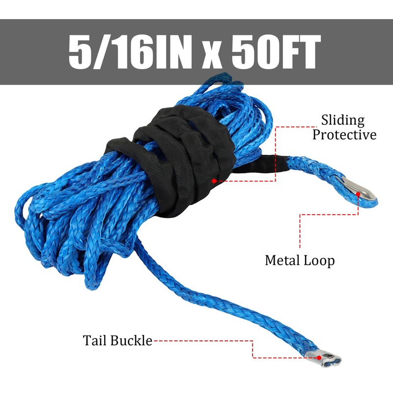 LiGuVCY Synthetic Winch Rope Cable, 5/16IN x 50FT Winch Rope