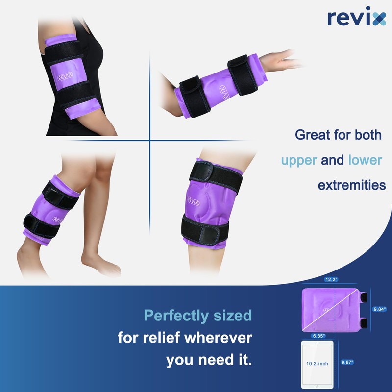 REVIX Reusable Knee Ice Pack Wrap for Post-Workout Recovery, Gel
