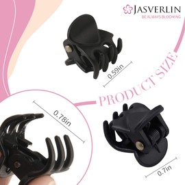JASVERLIN Matte Black Small Hair Clips Tiny Claw Clips for Fine Thin Hair, Women Little Girl Plastic Mini Hair Accessories Clam Clip for Styling, Non-Slip Strong Grip Jaw 50pcs (Matte Black)