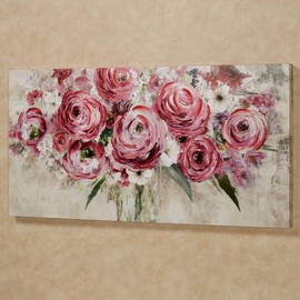 Touch of Class Rosa Impressions Floral Canvas Wall Art Multi Bright, Impressionist-Style painting, Handpainted, Museum Acceptable, Measures 47 Inches in Width by 24 Inches in Height