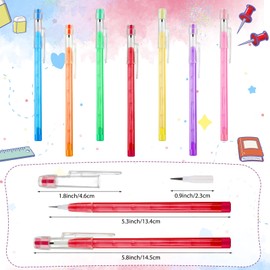 Crtiin Stackable Pencil for Kids, Multipoint Non Sharpening HB Translucent Stacking Pencils with Matching Erasers for Office Students Teachers, 7 Colors(100 Pack)