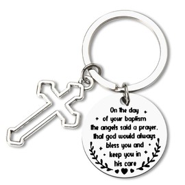 Siopue Christian Keychain Baptism Gifts for Women Men Bible Verse Keychain Religious Gift for Boys Girls Christian Birthday Christmas Baptism Gifts for Him Her Cross Keychain