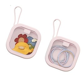 livinchic 2pcs Hair Ties Organizer case, Small and Practical Travel Qtip Holder, Girls or Woman Hair Accessories Case Convenient to Put in Pocket or Bag, Keep Desktop Tidy and Clean, Pink&Pink
