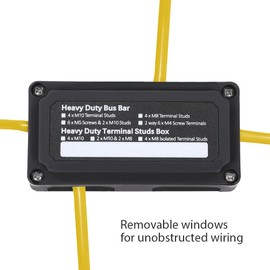 100A Bus Bar Heavy Duty Module Design Power Distribution Block 12V 24V 48V DC Waterproof Busbar Box with 4X M6(1/4") Terminal Studs for Battery Marine Automotive RV Car Truck