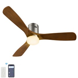 SMAAIR 52 Inch Smart Ceiling Fan with Lights and 10-speed DC Motor, Works with Remote Control/Alexa/Google Home/Siri, Dimmable LED Light (52 Inch, Silver/Walnut)