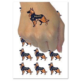 German Shepherd K-9 Police Dog Temporary Tattoo Water Resistant Fake Body Art Set Collection - 54 1" Tattoos (1 Sheet)