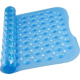 Ameha Shower Bath Mat Non Slip Anti Mould - Blue 70x38cm Bathroom Mats with Strong Suction Cups Grip and Drain Holes Shower Mats Machine Washable Rubber Bath Mats