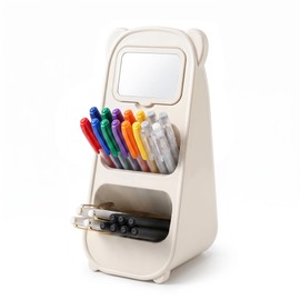 Bear Pen Holder with Mirror, Cute Desk Organizer Pencil Cup