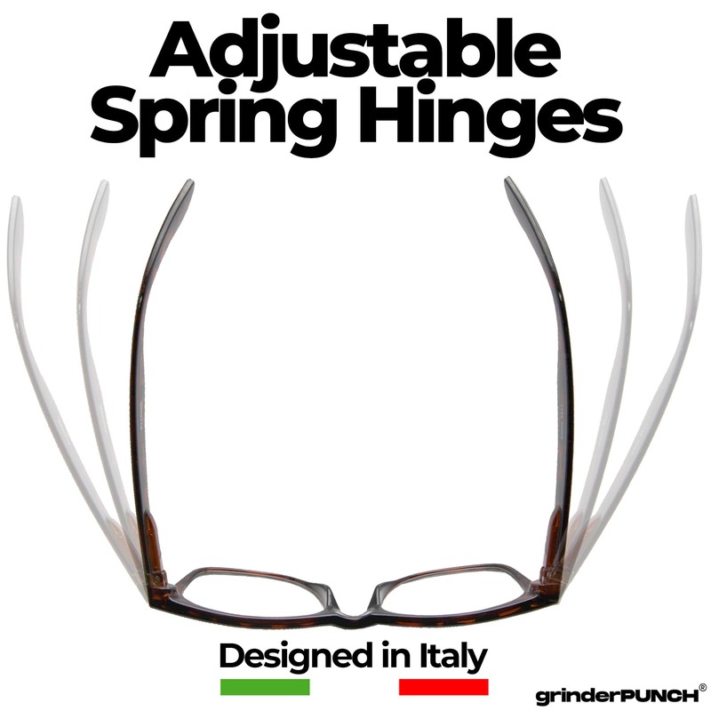 grinderPUNCH 2 Pack High Magnification Reading Glasses Strong Power Readers