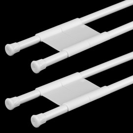 Zubebe 2 Sets RV Refrigerator Bars, Adjustable Non Slip Fridge Support Rods, RV Fridge Stabilizer for Holding Food Drinks in Place, Camper Kitchen Cabinet Bookshelf Tension Bars(19.7-35 Inch,White)