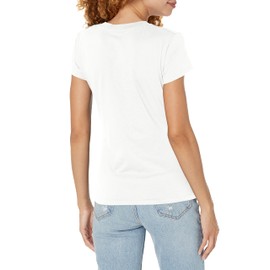 A | X ARMANI EXCHANGE Women's Pima Cotton V Neck Logo Collar Tee, White
