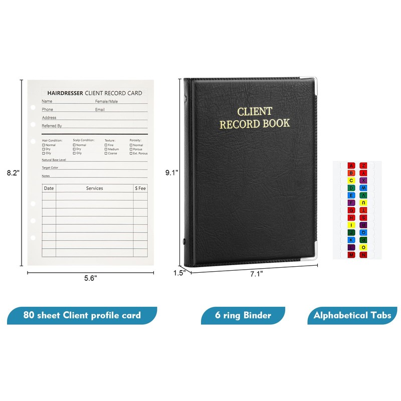 Moogovgi Hair Stylist Client Profile Book,Client Record Refillable Notebook Binder