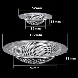 Andexi Washbasin Drain Garbage Catcher for Bathrooms and Drains, Set of 2, Stainless Steel, L and S, For Bathroom Drainage, Suitable Drain Diameter: 3.0-4.0 inches (7.6-10.2 cm), 1.3-1.8 inches (3.2-4.5 cm)