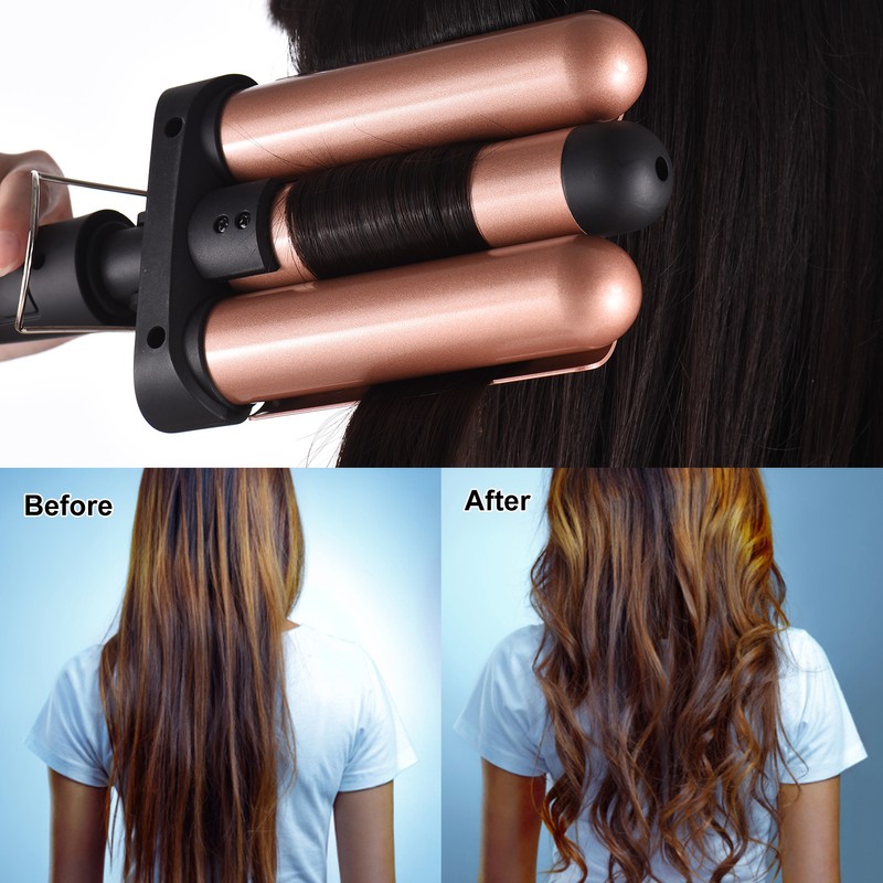 Pretfy Hair Curling Iron 3-Barrel 32mm Hair Waver Hair Curler