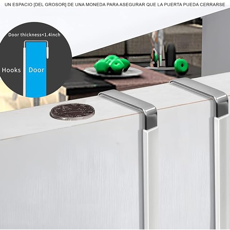 Gancho para Puerta Timotech Set de 4 Percheros Metálicos Blancos