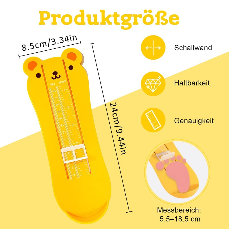 Diffaxy Foot Gauge for Kids, Shoe Size Meter Children, Foot