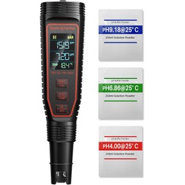 Spider Farmer 5-in-1 Digital pH Meter Kit Pen Tester for Water Hydroponics | pH, TDS, EC, Temp, and Salinity 5-in-1 Pen Tester Kit, Auto Temperature