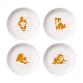 MISS TUTU 4pcs Ceramics Shiba Dog Seasoning Dishes Dipping Appetizer Plates