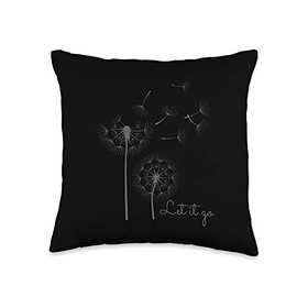 Cute Floral Graphic Design for Garden Women Let It Dandelion Flying Seeds Birds Flower Summer Throw Pillow, 16x16, Multicolor