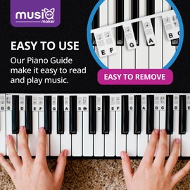 MUSIQ MAKER Removable Black and White Piano Keyboard Note Labels for Learning – Piano Notes and Keys Guide for 88-Key Full-Size Keyboards. Say Goodbye to Piano Keyboard Stickers.
