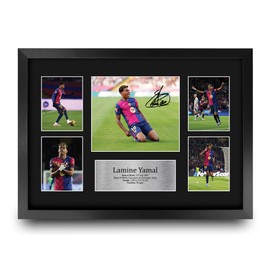 HWC Trading Lamine Yamal Barcelona Printed Memorabilia Signed Autograph Photograph Display for Football Fans and Supporters - A3 Framed