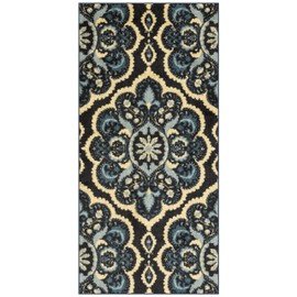 Maples Rugs Vivian Medallion Kitchen Rugs Non Skid Accent Area Carpet [Made in USA], Persian Blue, 2'6" x 5'