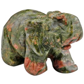 Nupuyai Elephant Figurine Gemstone Crystal Lucky Elephant Healing Stone Lucky Charm Elephant Figure Reiki Fengshui Decoration