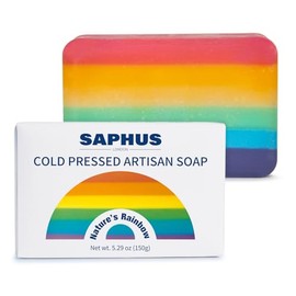 Cold Pressed Artisan Soap for Body, Face 150 g / 5.3 oz – Vegan Cruelty-Free Handmade Soap for Body & Face, Rainbow Colour Bar