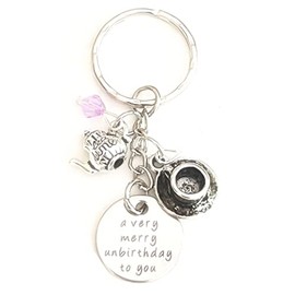 A Very Merry Unbirthday To You Mad Hatter Alice in Wonderland Keychain Gift Accessories for a Free Spirit | Merchandise for Women