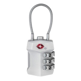 Flexible Wire Rope 3-Dial Combination Lock Silver 2ea