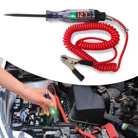 getfay 1 PC Car Circuit Tester, Test Pen with Display, Line Tester Replacement, Detector with ABS Handle, Automotive Repair Tools, Universal for Most Cars, Trucks, SUVs (Red #6V-12V-24V)