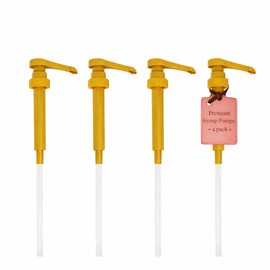 Nixxie Basics Coffee Syrup Pumps 750ml / 25.4oz Fits (Torani, DaVinci, Starbucks, Jordans Skinny, Top Creamery, Allgero Syrups) Syrup Pump Dispensers (Gold - Pack of 4)