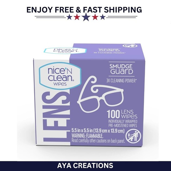 Nice N CLEAN SmudgeGuard Eyeglass Cleaner Lens Wipes - 100