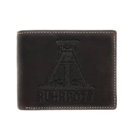 Lemasi Genuine Buffalo Full Leather Wallet for Men, Natural Hunter Leather Wallet Ruhrpott Ruhr Area Transport Tower with RFID NFC Protection, Landscape Brown, Contemporary