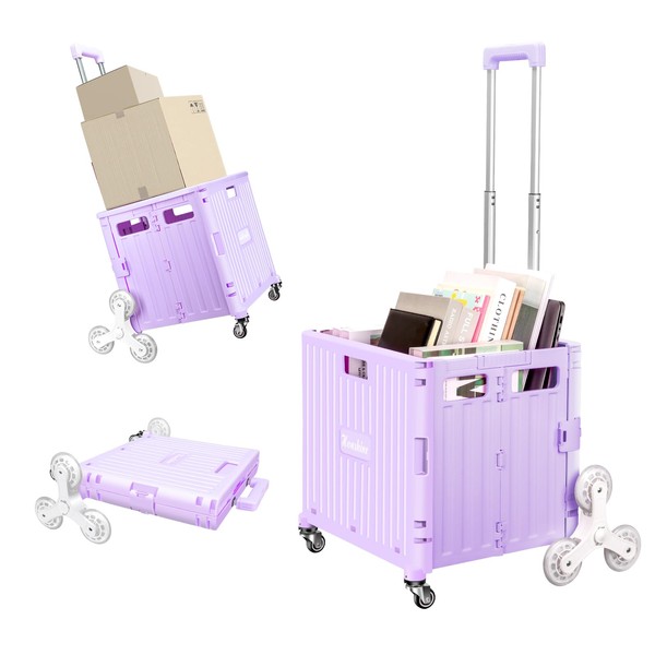 Foldable Rolling Crate for Stair Climbing : Handcart for Shopping
