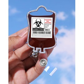 Plifal Nurse Badge Reel Holder - Retractable with ID Clip for Nursing Name Tag Card Light Heart Nursing Student Doctor Zombie Blood Bag