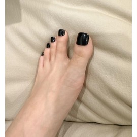 sandanfine Black foot fake nails, solid color foot fake nails, classic and durable, fashionable, the best fake nails, reusable fake nails