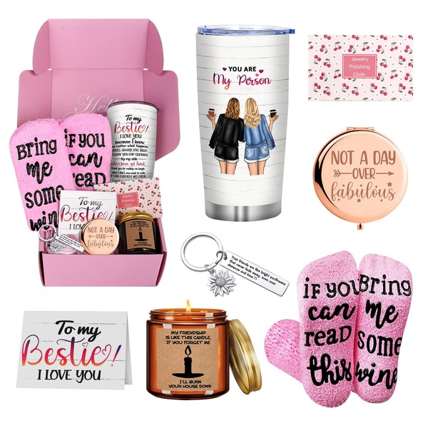 Tecanne Birthday Gifts for Women Best Friends, Bestie, Girls, Friendship Gifts for BFF, Sister - 20oz Stainless Tumbler Gift Set