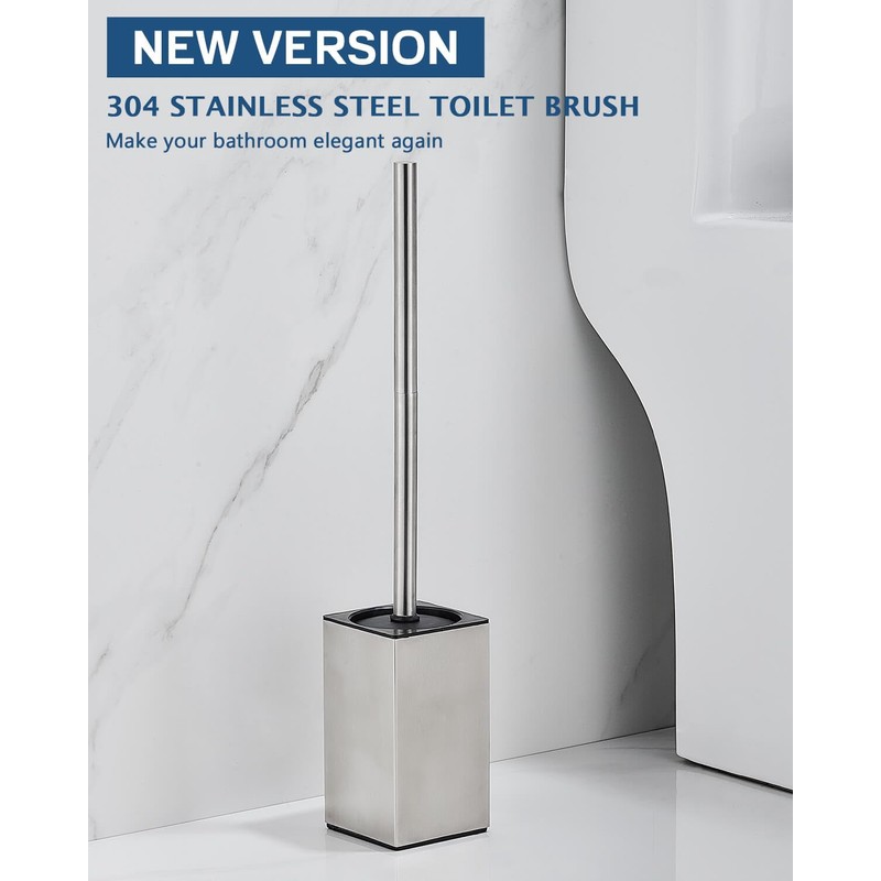 HOUHA Toilet Brush Stainless Steel with Toilet Brush Holder, 2