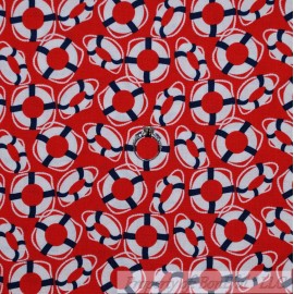 Michael Miller Fabrics BonEful Fabric FQ Cotton Quilt Red White Blue Nautical Life Safe Ring Sail Boat